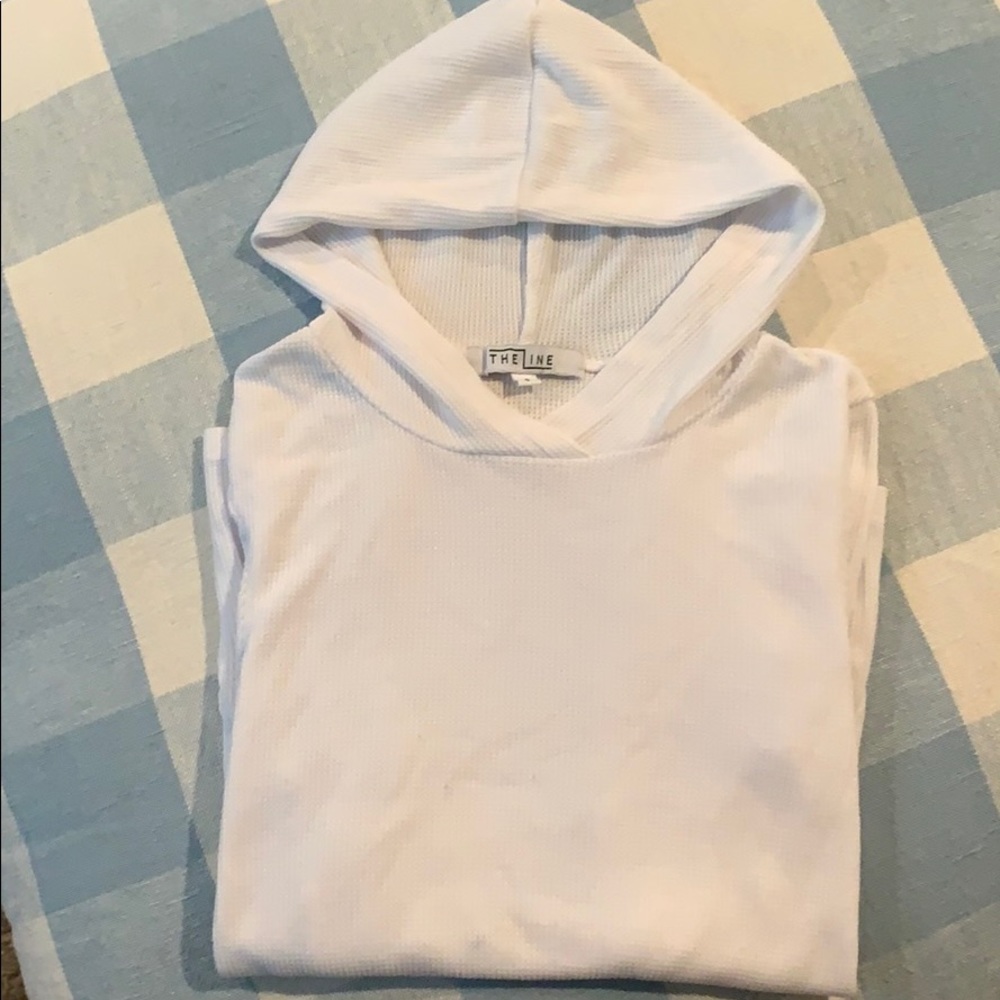 Hooded long sleeve waffle T-shirt